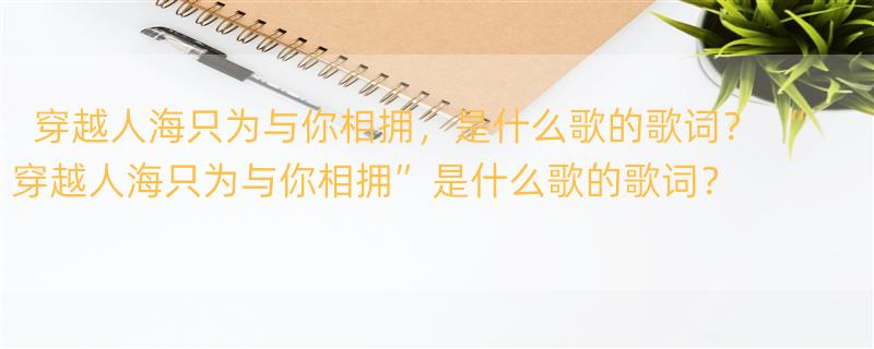 穿越人海只为与你相拥，是什么歌的歌词？ “穿越人海只为与你相拥”是什么歌的歌词？