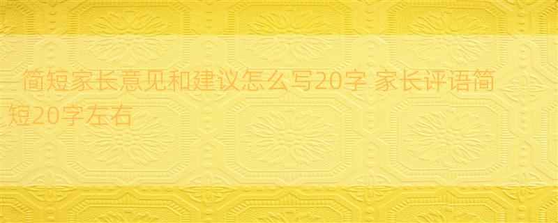 简短家长意见和建议怎么写20字 家长评语简短20字左右