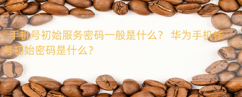 手机号初始服务密码一般是什么？ 华为手机帐号初始密码是什么？