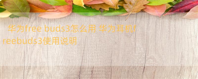 华为free buds3怎么用 华为耳机freebuds3使用说明