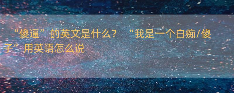 “傻逼”的英文是什么？ “我是一个白痴/傻子”用英语怎么说