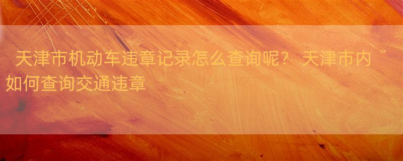 天津市机动车违章记录怎么查询呢？ 天津市内如何查询交通违章