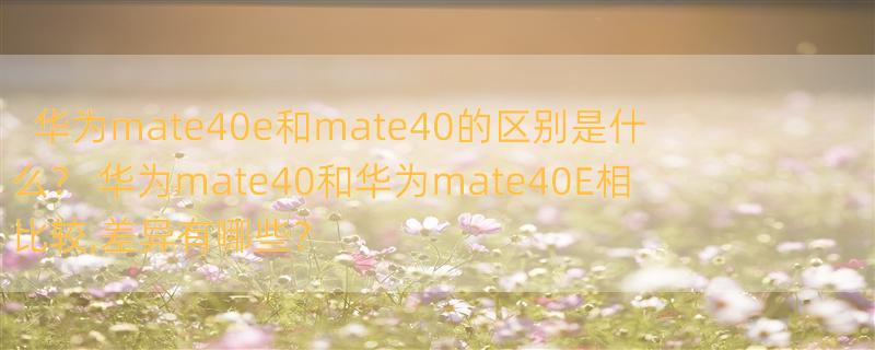 华为mate40e和mate40的区别是什么？ 华为mate40和华为mate40E相比较,差异有哪些？