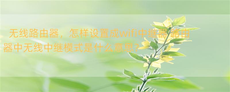 无线路由器，怎样设置成wifi中继器 路由器中无线中继模式是什么意思？