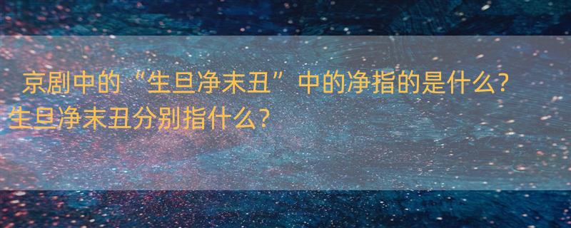 京剧中的“生旦净末丑”中的净指的是什么？ 生旦净末丑分别指什么？