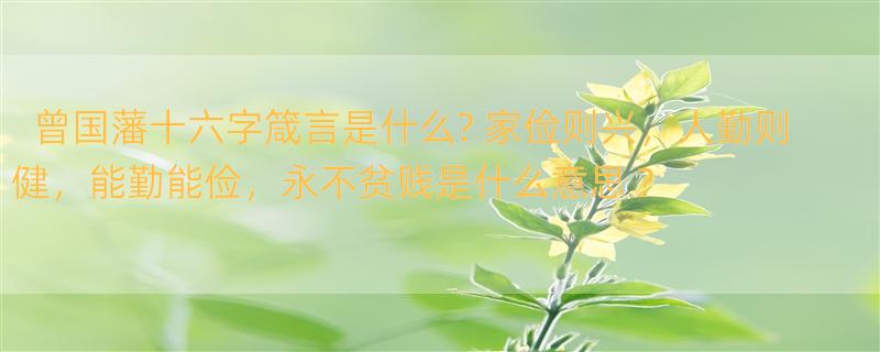 曾国藩十六字箴言是什么? 家俭则兴，人勤则健，能勤能俭，永不贫贱是什么意思 ?