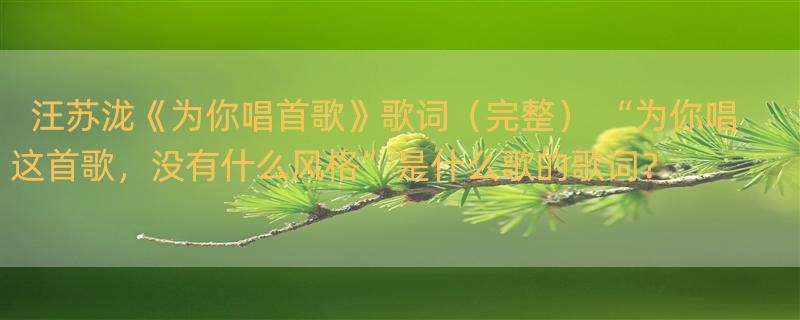 汪苏泷《为你唱首歌》歌词（完整） “为你唱这首歌，没有什么风格”是什么歌的歌词？