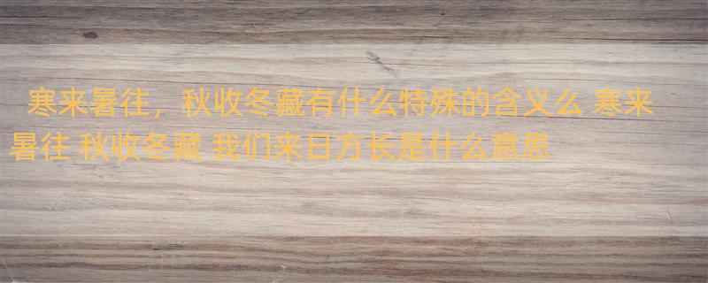 寒来暑往，秋收冬藏有什么特殊的含义么 寒来暑往 秋收冬藏 我们来日方长是什么意思