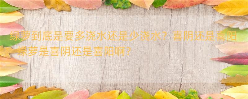 绿萝到底是要多浇水还是少浇水？喜阴还是喜阳？ 绿萝是喜阴还是喜阳啊？