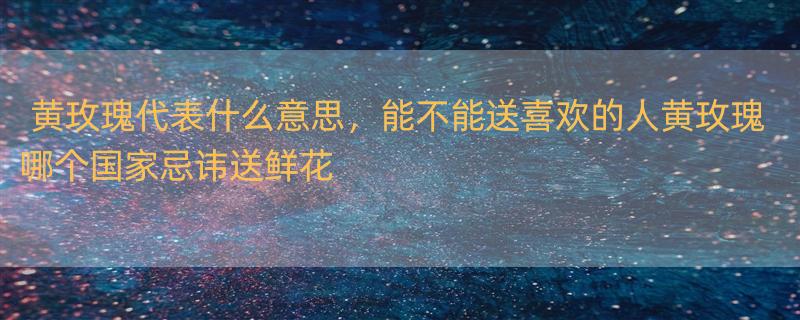 黄玫瑰代表什么意思，能不能送喜欢的人黄玫瑰 哪个国家忌讳送鲜花