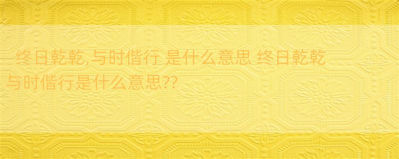 终日乾乾,与时偕行 是什么意思 终日乾乾 与时偕行是什么意思??