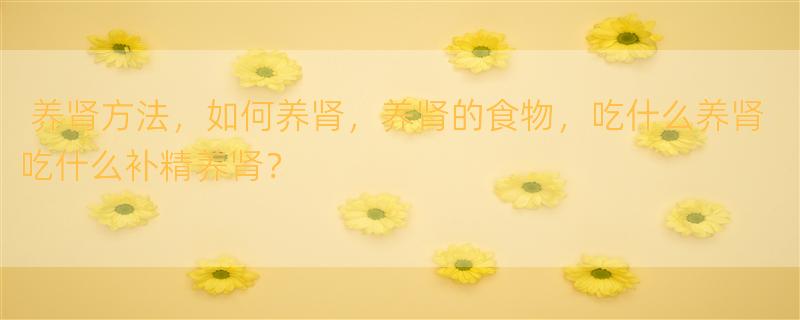 养肾方法，如何养肾，养肾的食物，吃什么养肾 吃什么补精养肾？