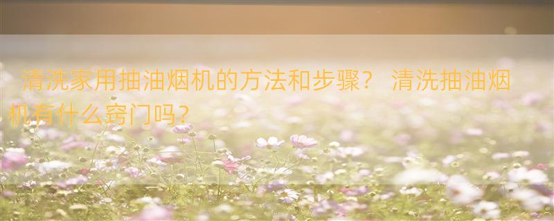 清洗家用抽油烟机的方法和步骤？ 清洗抽油烟机有什么窍门吗？