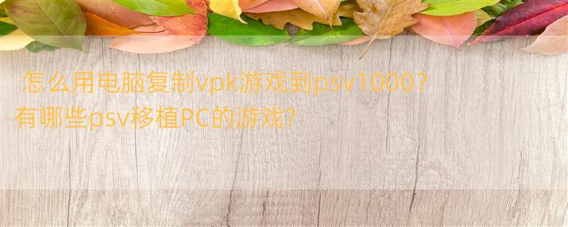 怎么用电脑复制vpk游戏到psv1000？ 有哪些psv移植PC的游戏?