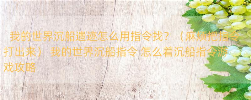 我的世界沉船遗迹怎么用指令找？（麻烦把指令打出来） 我的世界沉船指令 怎么着沉船指令游戏攻略