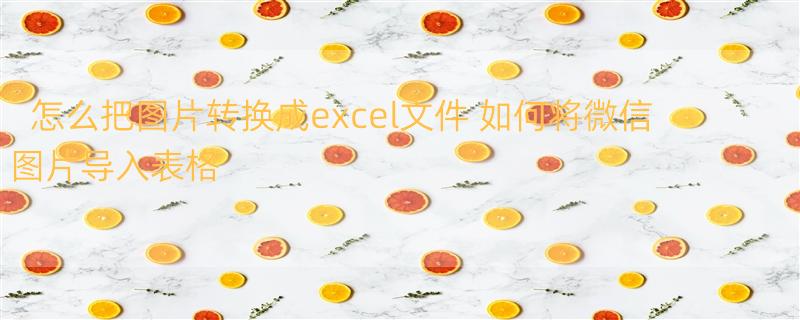 怎么把图片转换成excel文件 如何将微信图片导入表格