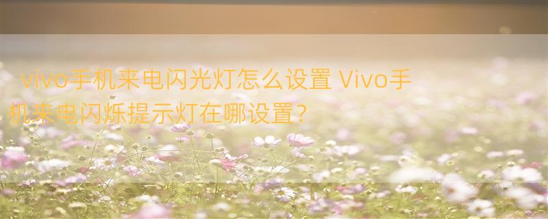 vivo手机来电闪光灯怎么设置 Vivo手机来电闪烁提示灯在哪设置？