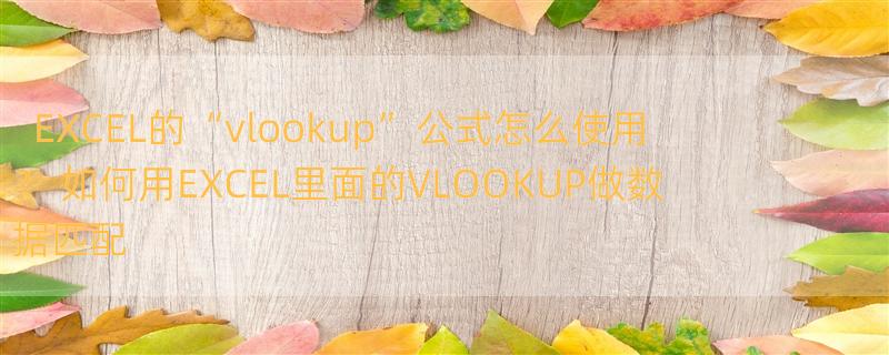 EXCEL的“vlookup”公式怎么使用？ 如何用EXCEL里面的VLOOKUP做数据匹配