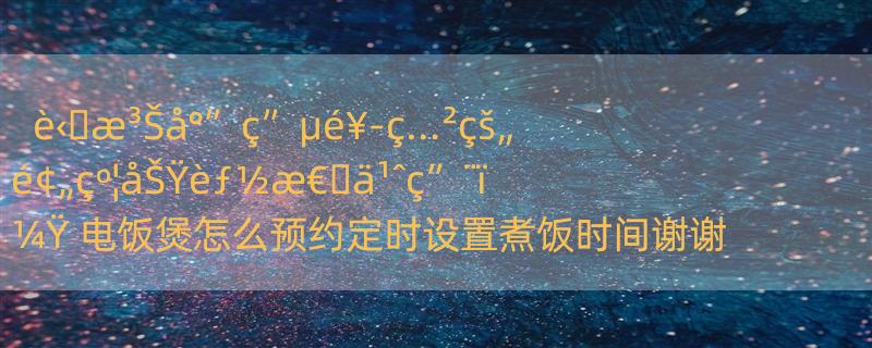 è‹�æ³Šå°”ç”µé¥­ç…²çš„é¢„çº¦åŠŸèƒ½æ€�ä¹ˆç”¨ï¼Ÿ 电饭煲怎么预约定时设置煮饭时间谢谢