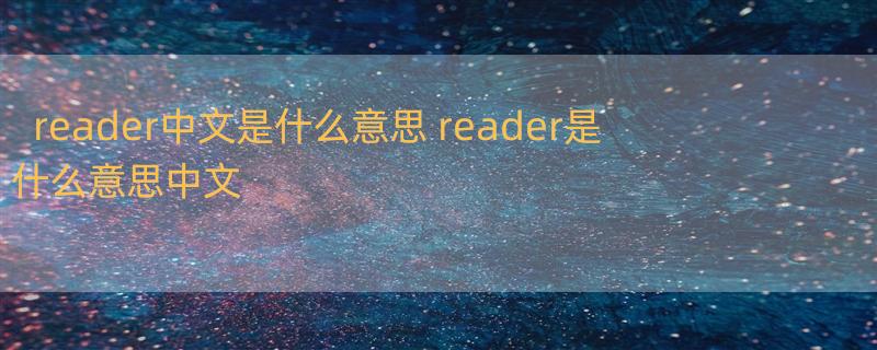 reader中文是什么意思 reader是什么意思中文
