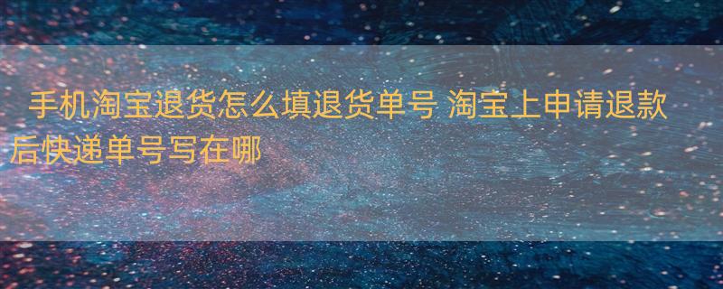 手机淘宝退货怎么填退货单号 淘宝上申请退款后快递单号写在哪