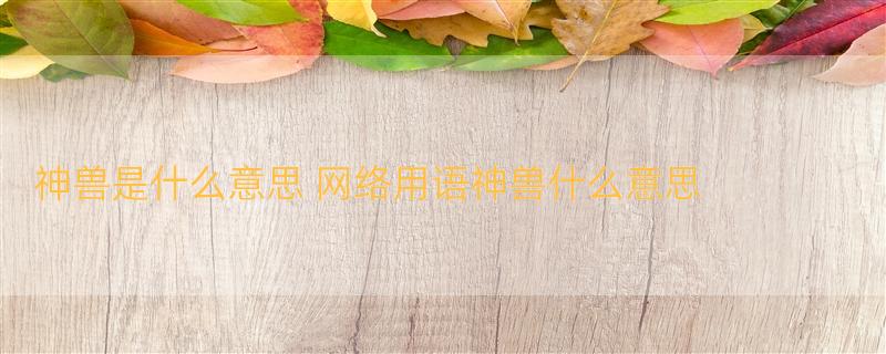 神兽是什么意思 网络用语神兽什么意思