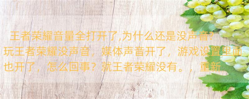 王者荣耀音量全打开了,为什么还是没声音? 玩王者荣耀没声音，媒体声音开了，游戏设置里面也开了，怎么回事？就王者荣耀没有。，重新下载什么的也没