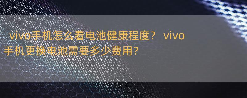 vivo手机怎么看电池健康程度？ vivo手机更换电池需要多少费用？