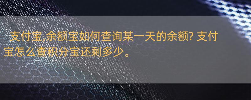 支付宝,余额宝如何查询某一天的余额? 支付宝怎么查积分宝还剩多少。