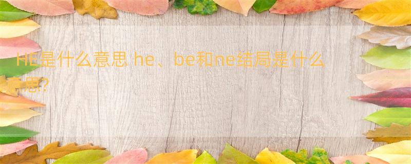 HE是什么意思 he、be和ne结局是什么意思?