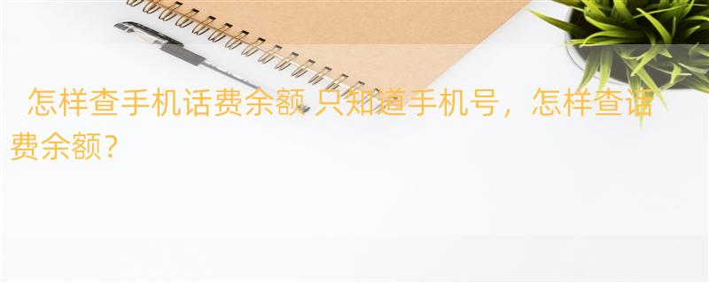 怎样查手机话费余额 只知道手机号，怎样查话费余额？