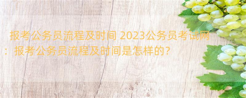 报考公务员流程及时间 2023公务员考试网：报考公务员流程及时间是怎样的？