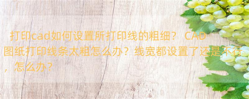 打印cad如何设置所打印线的粗细？ CAD图纸打印线条太粗怎么办？线宽都设置了还是不行，怎么办？